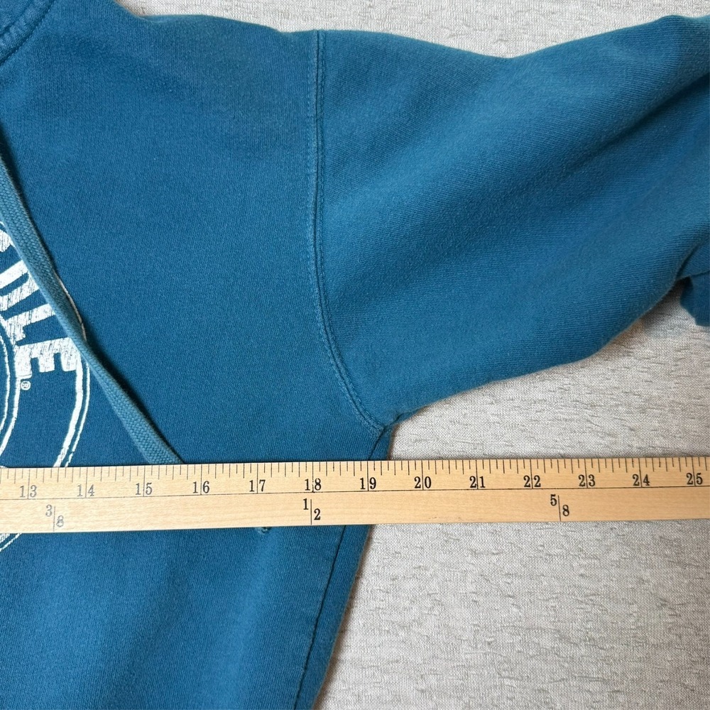 Vintage Womens Hoodie Zip Up Medium Blue Distressed Space Needle Seattle WA - Picture 9 of 10